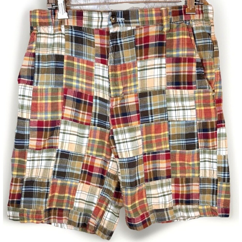 Club Room Mens Shorts 32 Plaid Patchwork Indian‎ Madras Chino Inseam 9"